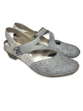 Rieker Mirjam Mary Jane Shoes Size EU 37 US 6 6.5 Silver Gray Like New